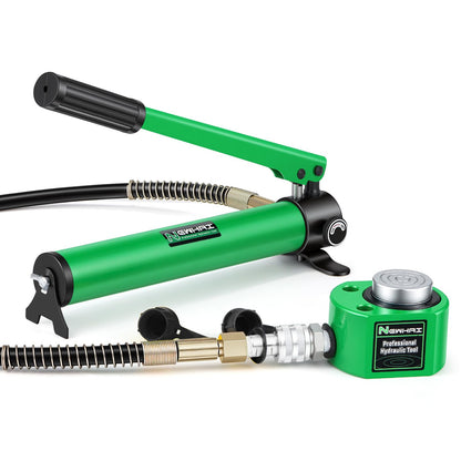 10 Ton Porta Power Ram Kit for Confined Spaces Mini Hydraulic Cylinder 0.39" Stroke with CP-180 Hand Pump Portable Hydraulic Jack for Precise Lifting in Tight Gaps Equipment Repair