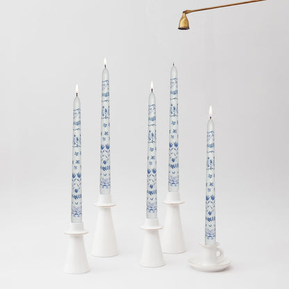 Floral Taper Candles 10 Inch Tall Unscented Handmade Blue and White Rural Pattern Print Long Burning Elegant Candlesticks for Wedding Dinner Home Decor