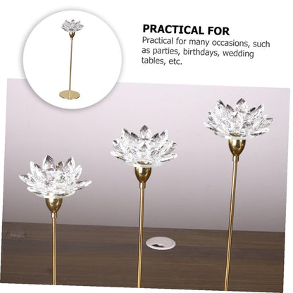 ULTECHNOVO Crystal Lotus Candleholder Metal Candlestick Small Gold Wedding Candle Stand for Dining Room Candlelight Dinner Decoration
