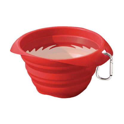 Kurgo Collapsible & Portable Travel Dog Bowl for Food & Water | Portable Water for Dogs | Food Grade Silicone Collapsible Dog Bowl | Pet Travel Accessories | BPA Free | Holdsup to 24 oz | Red