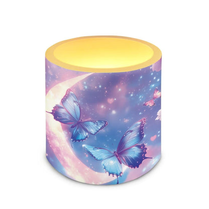 NETILGEN 4 Packs Flameless Candles with Remote Timer Color Changing 3 inch Flickering Flameless Candles with Battery Operated Moon Blue Butterfly Print