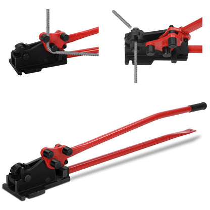 Threlaco Rebar Bender & Cutter 2 in 1 Rod Bender Metal Bending Tool Manual Effortlessly Cut and Bend Rebar up to 5/8" Bending Machine, Red