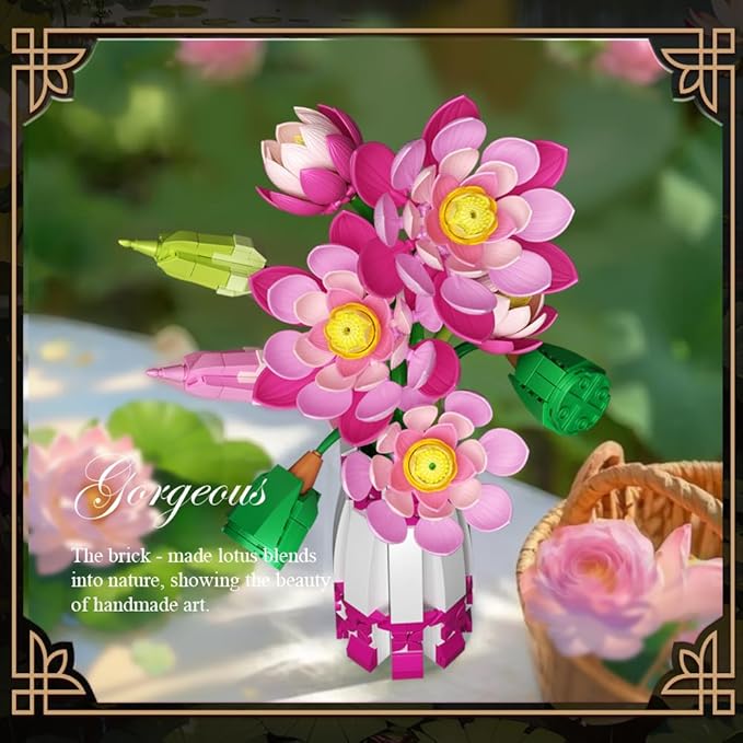 39092 Lotus Building Blocks Flower Set 710 Pieces of Floral and Plant Series Block Sets Adult Creative Enthusiast Model Gifts and Unique Collectibles Can be Used for Room Decoration