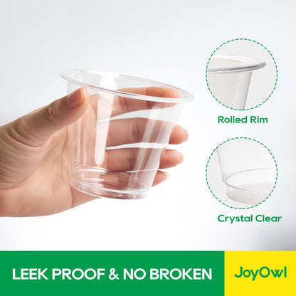 JoyOwl 300 Pack 9 OZ Clear Plastic Cups, Disposable Crystal Punch Cup, PET Plastic Party Cups for Iced Beverages, Juice and Cold Drinks
