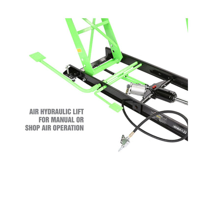 OEMTOOLS 24859 Air Hydraulic Motorcycle Lift, 1000 Lb. Capacity Mobile ATV/Motorcycle Lift Table, Heavy Duty Manual/Pneumatic Jack with Removable Ramp