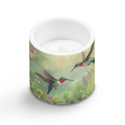Cozeyat Green Floral Hummimgbird Versatile LED Candles Set of 4 Battery Operated Flameless with Remote Timer Waterproof Dancing Flame for Table Patio Beach Home Decoration
