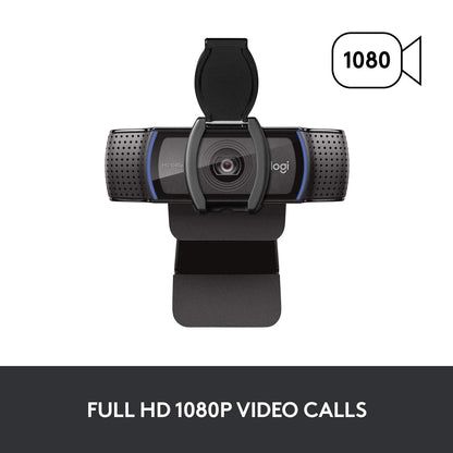 Logitech C920S HD Pro Webcam, Full HD 1080p/30fps Video Calling, Clear Stereo Audio, Light Correction, Privacy Shutter, Works with Skype, Zoom, FaceTime, Hangouts, PC/Mac/Laptop/Tablet/XBox - Black
