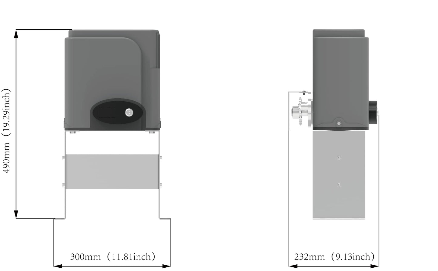 GATEXPERT Sliding Automatic Gate Operator Kit with 2 Remote Controls Slide Gates up to 1200 pounds and 40ft Long Chain Driven Gate Motor (SGO06-GREY)