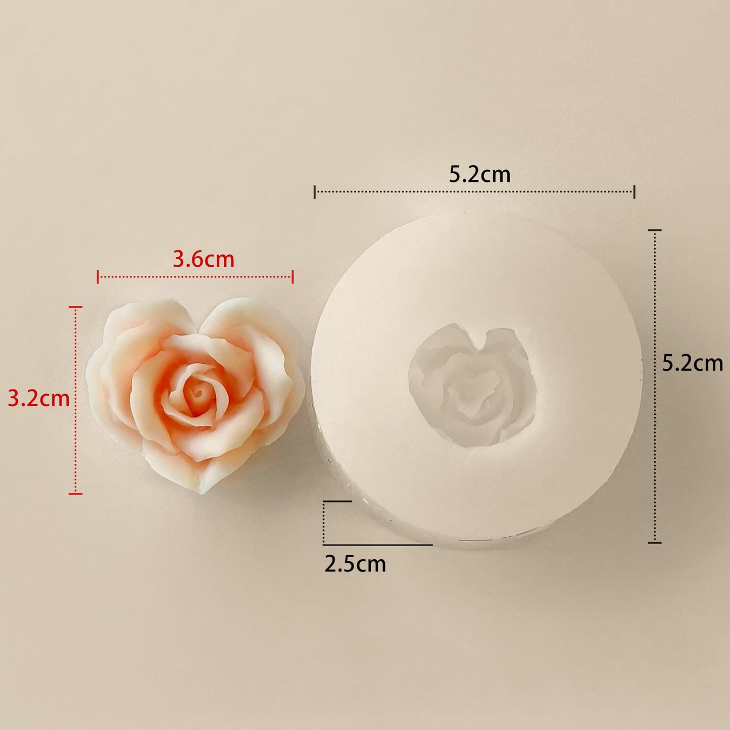 2 Pack Flower Succulent Candle Mold - Rose Heart - Resin Casting Silicone Molds for Home Decor & Candle Making Wave Spiral Mold
