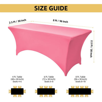 ZarzaaSik 2-Pack 8ft Spandex Table Covers for Rectangle Folding Tables - Washable Elastic Tablecloth - Ultimate Fitted Table Protector for Birthday Parties, Trade Shows, Banquet
