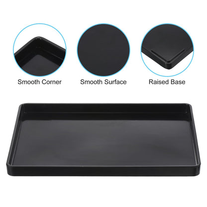 PATIKIL 14x10 Fast Food Tray, Plastic Reusable Multi-Purpose Rectangle Serving Tray Smooth Surface for Restaurant Home Kitchen, Black