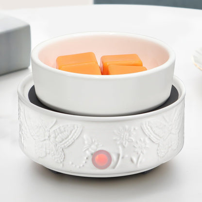 kobodon Wax Melt Warmer for Scented Wax,Ceramic Wax Warmer Fragrances Candle Oils, Home Fragrance Wax Burner,True White Electric Candle Warmer as Gifts for Mom Women(Butterfly)