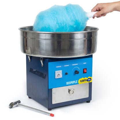 Wumple Professional Cotton Candy Machine - Commercial Electric Maker with Drawer & Large Stainless Steel Bowl - Fast Heat-Up - Perfect for Parties & Business - Blue