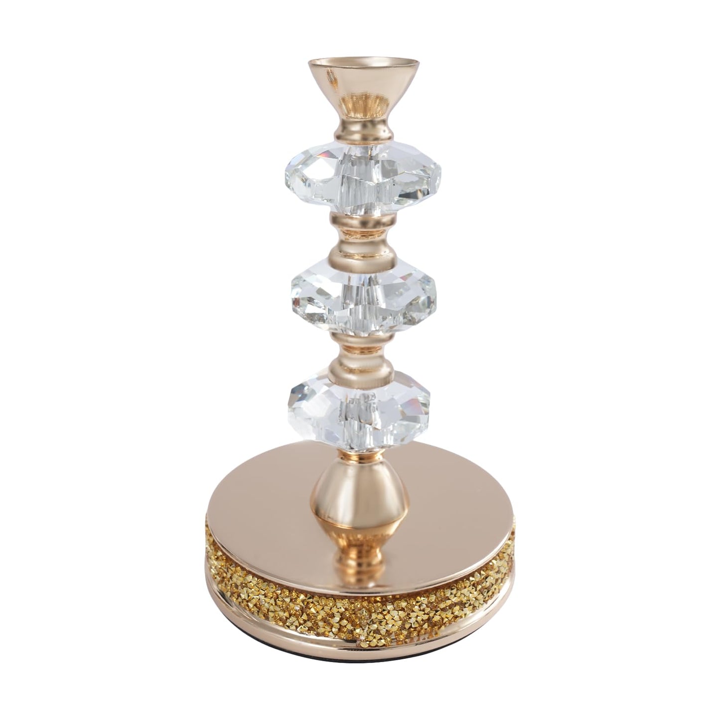 Candle Holder, Crystal Candlesticks Holder Set, Tabletop Pillar Candle Holders for Wedding, Parties, Events, Chirstmas, Home Decor, Table Centerpieces (Gold 02, L)