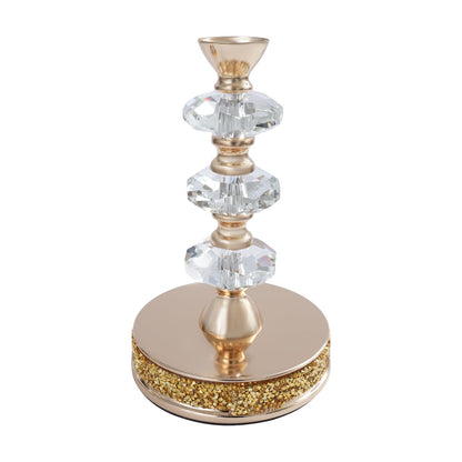 Candle Holder, Crystal Candlesticks Holder Set, Tabletop Pillar Candle Holders for Wedding, Parties, Events, Chirstmas, Home Decor, Table Centerpieces (Gold 02, L)