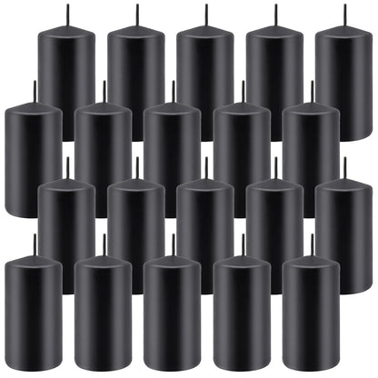 Set of 20 | 2X 4 inch Tall Pillar Candles, Soy Wax. Perfect for Dinner, Home Decoration, Party, Wedding.(Black)
