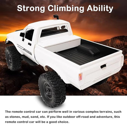 GoolRC RC Truck WPL C24-1 RC Crawler 1/16 Scale Remote Control Car 4WD All Terrain Off Road Pickup Truck 2.4GHz RC Climbing Car with LED Light 2 Batteries for Adults (White)