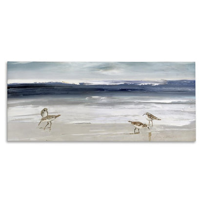 Stupell Industries 'Sandpipers Grazing Sea Shore', Canvas Art, 48 x 20 Inches, Easy to Hang and Sturdy, Made in USA, by Sally Swatland