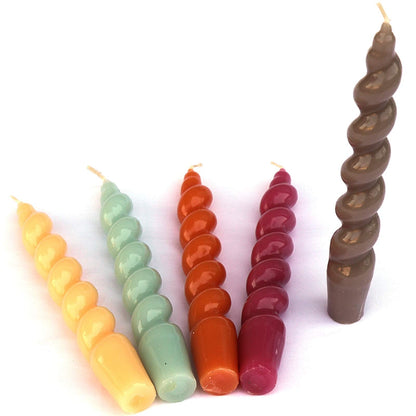 Spiral Taper Candles Twisted Candlesticks -7.5inch Yellow Candle Sticks Unscented Tapered Candles Short Spiral Candle for Holiday Household Wedding Party,4PCS-Cream Yellow
