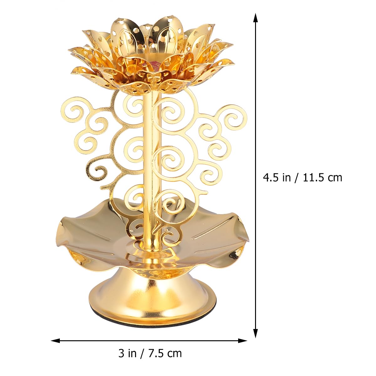 HOMSFOU 2 Pcs Alloy Candle Holder - Creative Lotus Carving Candlestick Lantern with Stereoscopic Petal Design, Ideal for Home Decorations, Temples, Offices, Living Rooms