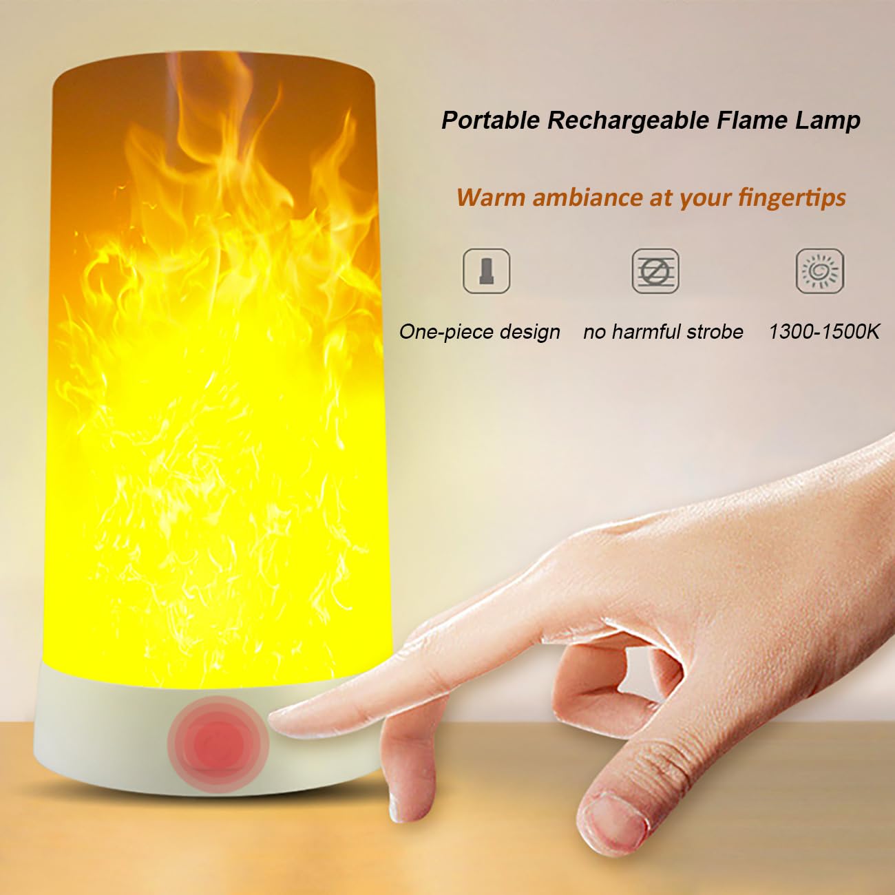 LOVUMMOR LED Flame Effect Light, Flame Lamp with Remote & Timer, USB Rechargeable 4 Modes Waterproof Fire Lights Campfire Fireplace Lantern, Flameless Candles for Home Garden Halloween Party Bar Décor