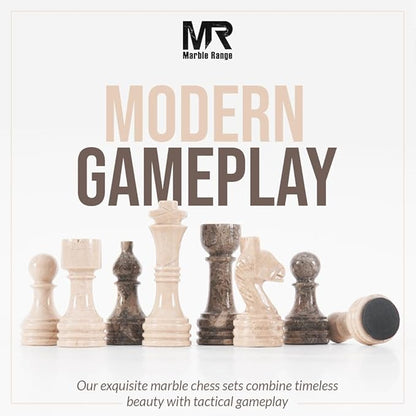 Marble Chess Set for Adults 15 Handmade Oceanic &amp Verona Board Game with 32 Chess Pieces 2 Extra Queens &amp Storage Box Luxury Travel Game – Elegant Home Décor