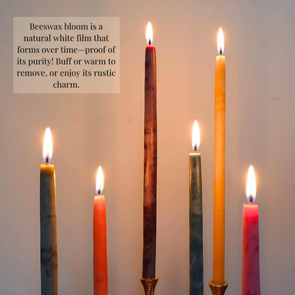 Candlestock Beeswax Taper Candles – 1/2" Diameter, Pure 100% Natural USA Beeswax, Cotton Wick, Dripless, Long-Burning, Handmade in Woodstock- 1 Pair of Half Inch Tapers (Red, 6 Inch)