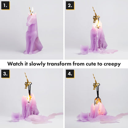 PyroPet Einar Unicorn Candle (Lilac) - The Original Candle with Metallic Skeleton | Icelandic Design Gift for Unicorn Lovers and Art Enthusiasts | 16-Hr Burn Time | Dimensions: 5.1x2.6x8 in