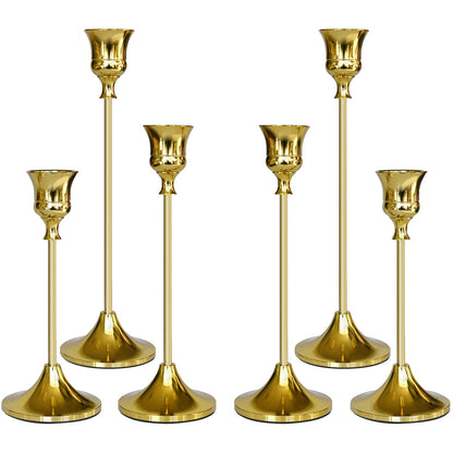 Showin Candlestick Holders Gold, 6 Packs Taper Candle Holder for Candlesticks, Candle Sticks Holder Decor for Home Decor