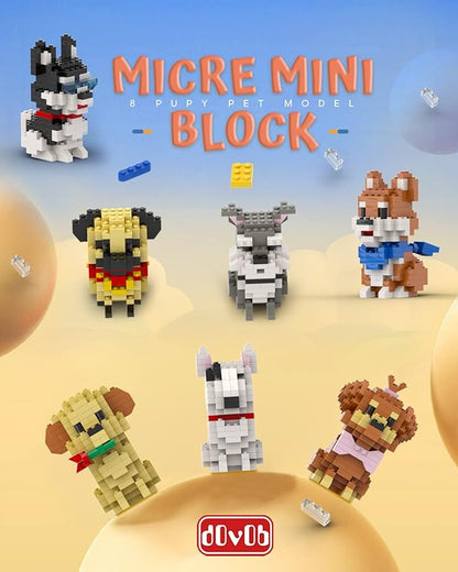 dOvOb Micro Mini Blocks 8 in 1 Dogs Set 1616 Pieces Bricks 3D Puzzle Collection Animal Model Toys as Gift for Adult or Kids