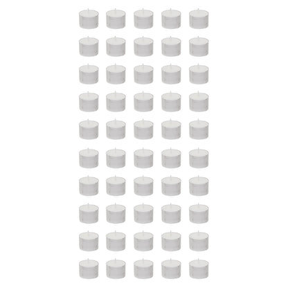 Mega Candles 50 pcs Unscented Jumbo White Tea Lights Candles, Pressed Wax Candle 8 Hour Burn Time, Home Décor, Wedding Receptions, Occasions, Festivities, Events, Meditations, Prayers, Vigil, Altar