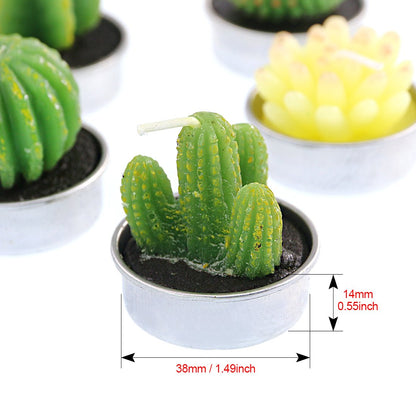 Swpeet 12Pcs Decorative Succulent Cactus Tealight Candles Kit, Cute Smokeless Succulent Plants Perfect for Candles Festival Wedding Props and House-Warming Party