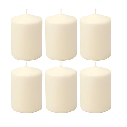 Stonebriar Unscented Pillar Candles – 35 Hour Burn Time, Long-Lasting Wax Candles for Weddings, Holidays, Home Décor & Special Events, Pack of 6, Ivory, 3" x 4"