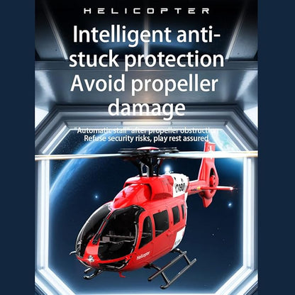 C190 Remote Control Helicopter for Adults 1:30 Scale H145 RC Helicopter 2.4G 6CH Single Propeller Aileron Free Optical Flow Positioning Six-axis Gyroscope Stabilization (Red White(1 Battery))