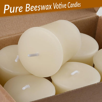 AGLARY 6PCS Pure Beeswax Votive Candles, Unscented, Naturally Lightly Honey Scented, 12 Hours Burn Time Each (White)