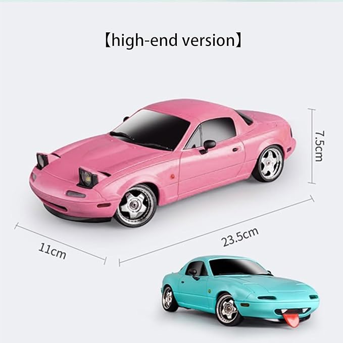 LD1804 RC Drift Car 1:18 Scale Mini MX-5 RWD 2.4GHz Miata RC Vehicles with Gyro and LED Lights for Adults Hobby(Pink)
