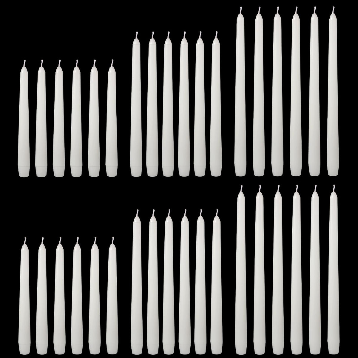 MTLEE Taper Candles 8/10/12 Multi Height Unscented Taper Candles 8 Burn Hours for Dinner Decorative Home Decoration Fall Thanksgiving Wedding Party Candlesticks(White,36)