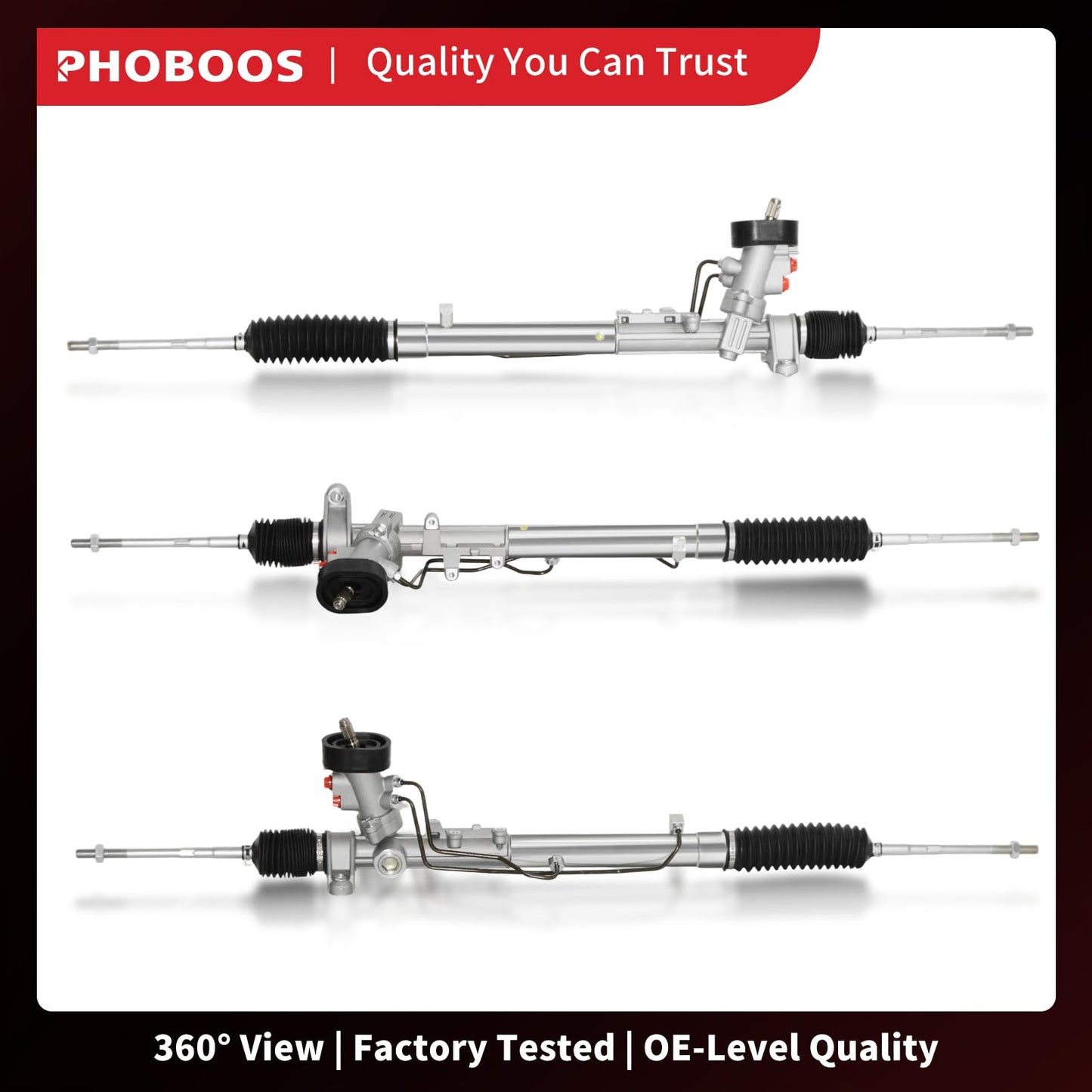 PHOBOOS Hydraulic Power Steering Rack and Pinion Assembly Compatible with Volkswagen Beetle 1998-2010, Golf 2000-2006, Jetta 2000-2005. New Unit, Leak Resistance, Direct Fit, Ref. 26-9008