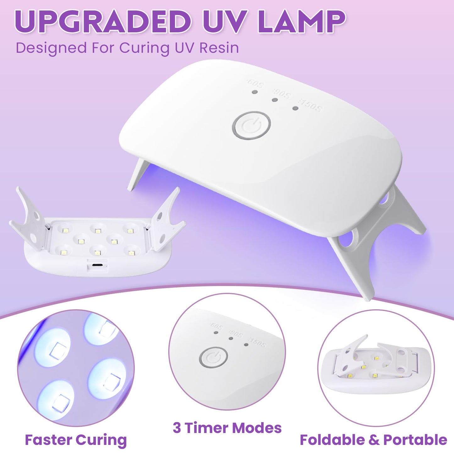 LET'S RESIN Jewelry Making Kit - 153Pcs Highly Clear Resin with Upgraded UV Lamp, Resin Accessories for Keychains, Jewelry