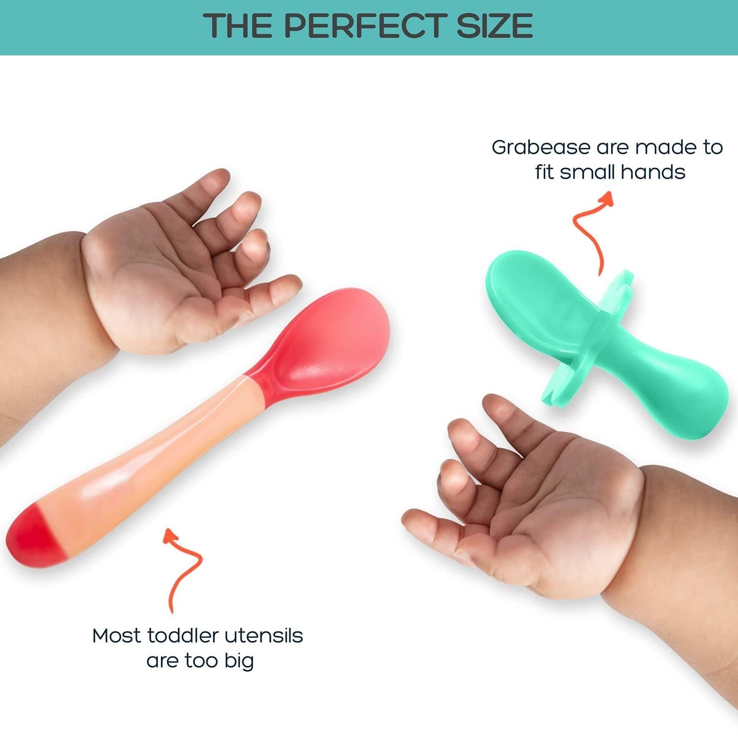 Grabease Baby & Toddler Spoons - Silverware, Utensils, BPA-Free & Phthalate-Free - 1 Set, Mint Baby Spoons - Toddler Utensils 1 Year Old