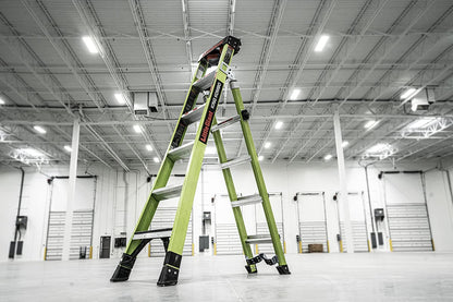 Little Giant Ladders, King Kombo 2.0 XT, Industrial, M6, 6 Ft. A Frame, 10 Ft. Extension, Fiberglass, Type 1AA, 375 lbs Weight Rating, (13936-071), Hi-viz Green