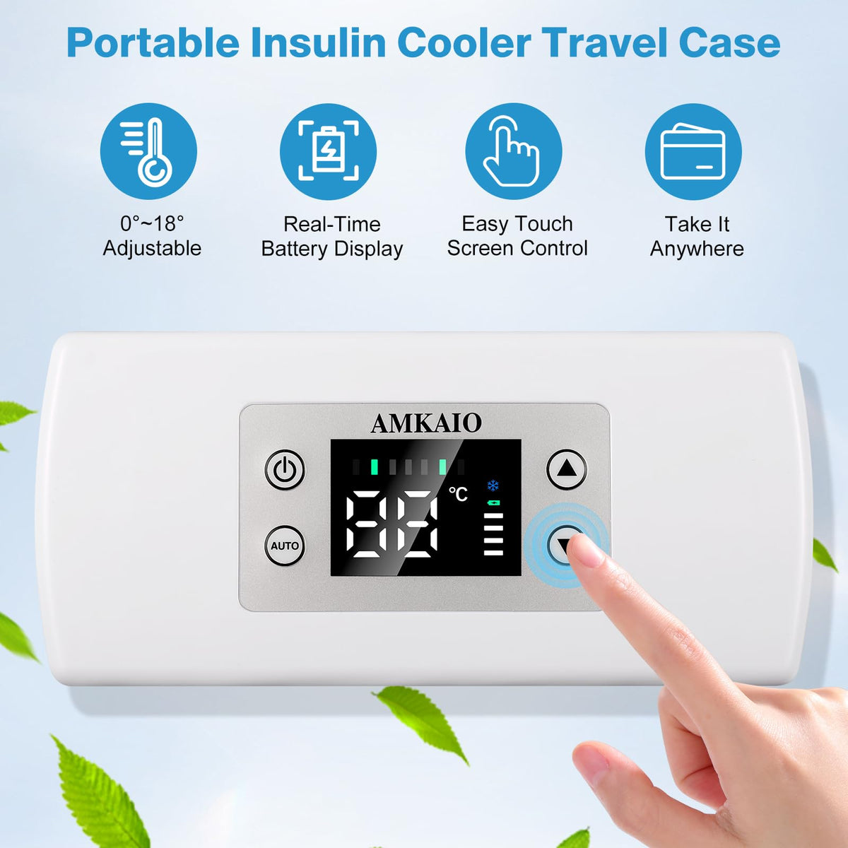 Portable Insulin Cooler Travel Case - Large Capacity Diabetic Insulin Refrigerator with Digital Thermostat (0°-18°), LCD Display, for Insulin Pens Storage, Car/Home/Power Bank Compatible,FAA-Compliant