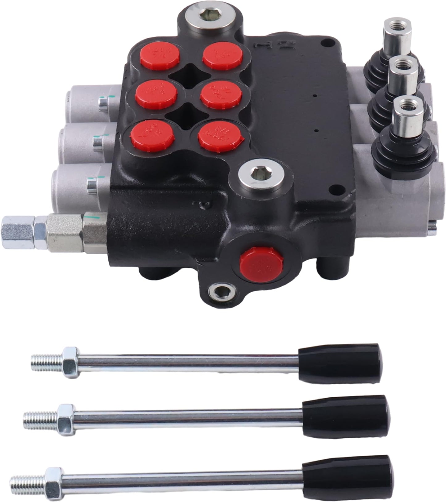 Solarhome 3 Spool Hydraulic Control Valve Open Center Double Acting 21 GPM 3600 PSI SAE Ports Compatible With Tractors Loaders Log Splitters