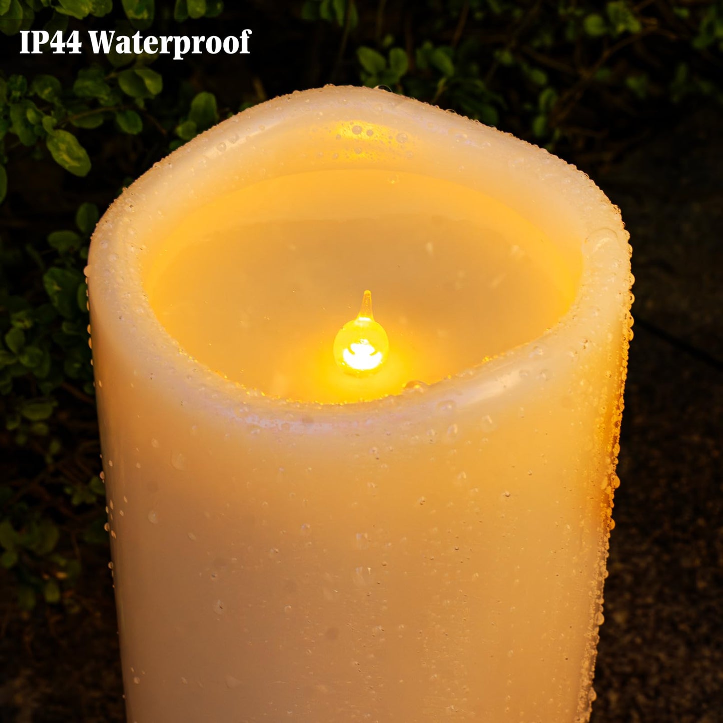Lumeavetra 6" 8" 10" x 4" Large Waterproof Outdoor Flameless Candles Battery Operated LED Pillar Candles for Indoor Outdoor Lanterns, Off White, Long Lasting, Set of 3
