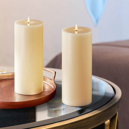 LampLust Flickering Flameless Candles with Remote & Batteries, 4x10 Pillar Candles Set of 2, Real Ivory Wax, Candles Battery Operated, Wedding Centerpieces for Tables, Thanksgiving Decorations