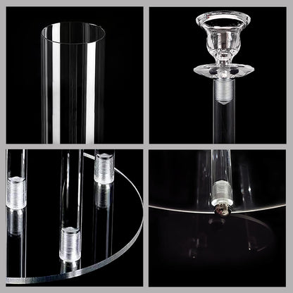 2Pcs Acrylic Candelabra Centerpieces for Wedding,Clear Crystal 5 Arm Candlesticks Holder with Acrylic Shade for Valentine's day Dinner Party Fireplace Gift Fit 0.87 LED Candle