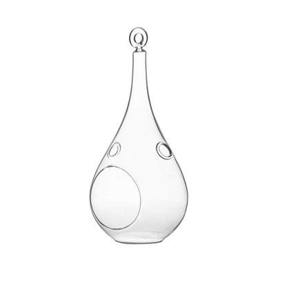 WGV Glass Hanging Plant Terrarium, Width 4", Height 9.25", Teardrop DIY Air Succulent Planter Clear Tea Light Votive Candle Holder, Wedding Event Office Home Outdoor Decor, 1 Piece