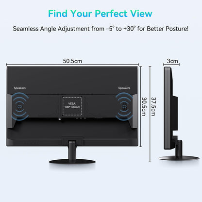 Pisichen 22” Full HD Touch Monitor – 10-Point Capacitive Touch, HDMI/VGA/BNC, Built-in Speakers, VESA Mount – Ideal for POS, Office & Industrial Use