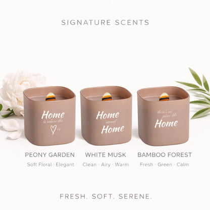 Set of 3 Premium Scented Soy Candles Gift Set | Home Collection – White Musk, Bamboo Forest & Peony Garden | Crackling Wood Wick | Luxurious Candles for Relaxation, Home Décor & Gifts | 9.8oz Each