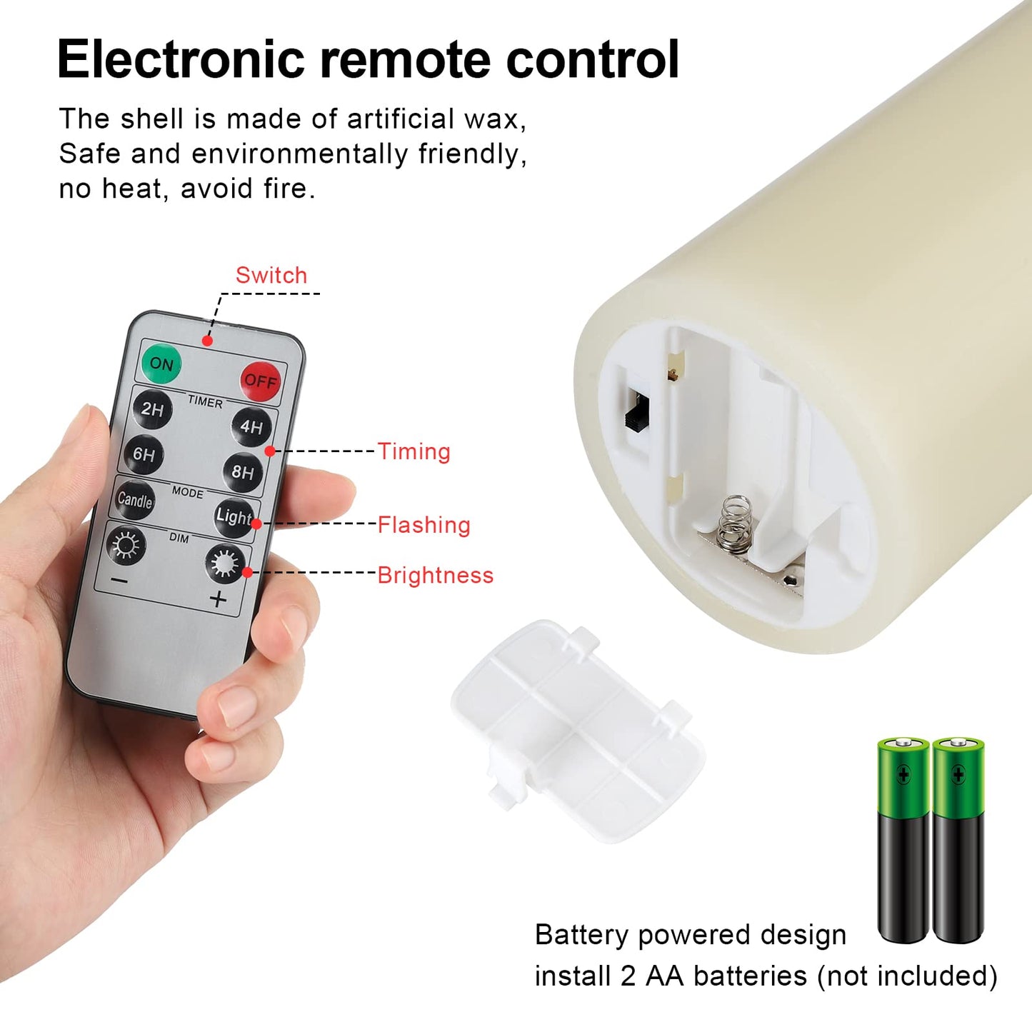 Enpornk Flameless Candles, Flickering Moving Flame LED Candles Set of 5 (Size: D: 3" x H: 4"/4"/4"/6"/6") Pillar Realistic Real Wax Battery Operated Candles with Remote Control 2 4 6 8 Hours Timer